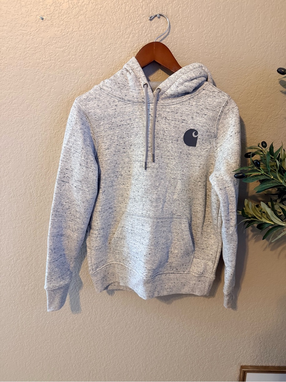 Carhartt Women’s Relaxed Fit Midweight Logo Sleeve Hoodie Gray Speckled XS/S